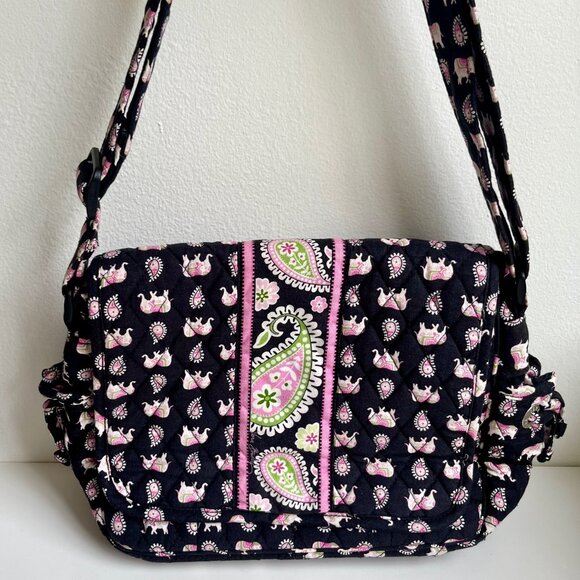 Retired Vera Bradley Pink Elephant Messenger Bag - Picture 1 of 7